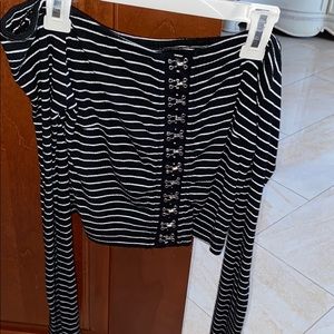 striped off the shoulder top